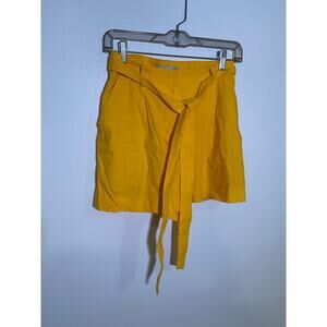 Antonio Melani SZ 2 LADIES Yellow HighWaist Paperbag Tie Shorts LINEN/RAYONBlend